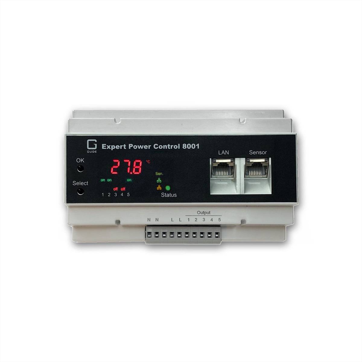 GUDE 8001-1 EPC NET 5x RelaisOut, 1x Sensorport, Messung, Hutschiene (DIN Rail) Steckdosenleisten