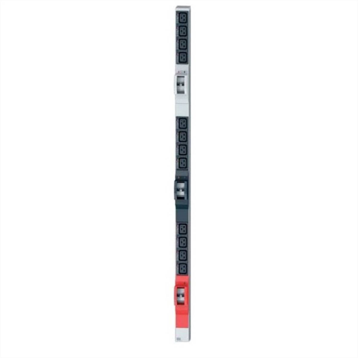 BACHMANN IT PDU ALU 1HE 12xC19 6xLeitungsschutzschalter Stecker CEE 3L+N+PE 32A rot Vertikal IT PDU