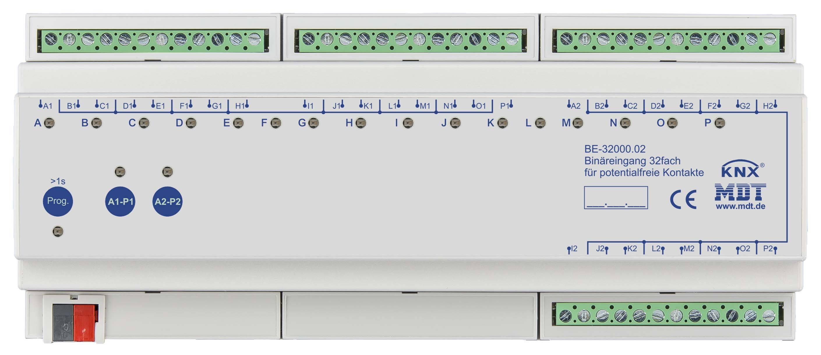 MDT BinÃ¤reingang 32-fach 12TE REG AusfÃ¼hrung potentialfrei BE-32000.02 Install.Baumaterial KNX