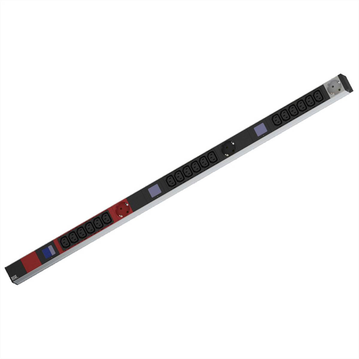 BACHMANN BN0500 19 PDU 1HE 18xC13 3x Schutzkontakt, Leistungsmessung, Anschluss CEE 3x 16A,rot IT