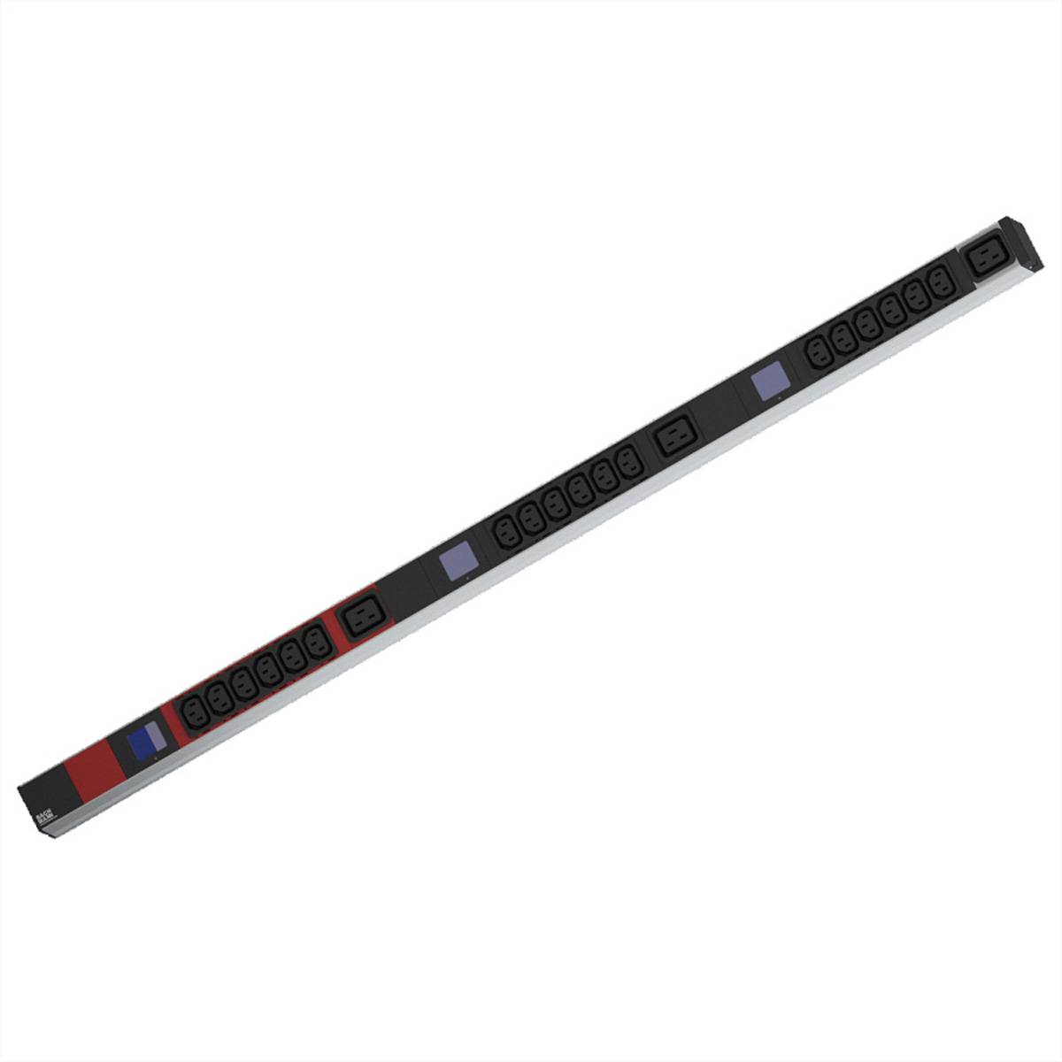 BACHMANN BN0500 19 PDU 1HE 18xC13 3xC19, Leistungsmessung, Anschluss CEE 3x16A, rot Vertikal IT PDU