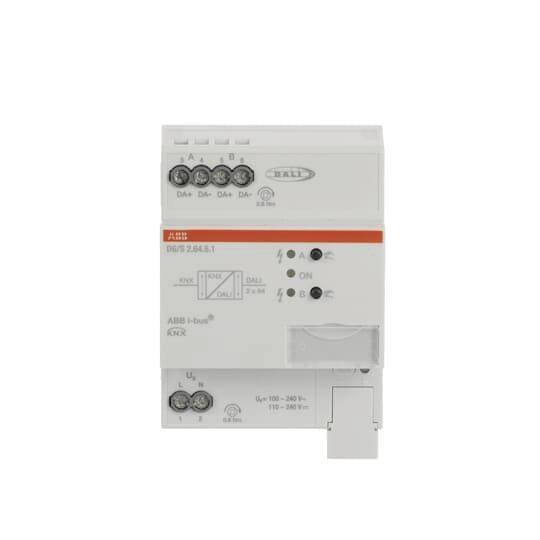 ABB i-bus KNX B8I/8.1 Schnittstellenmodul' mit Anschllussklemmen und Statusanzeigen für Gebäudeautomationssysteme.