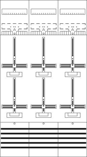 Striebel Komplettfeld 6 Zähler DF39C6 bestückt und vorverdrahtet 1350mm BH5 Install.Baumaterial