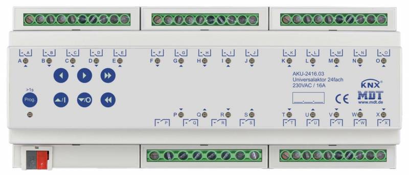 MDT AKU-2416.03 Universalaktor 24fach 12TE REG 16A 230VAC 100 F 15EVG Install.Baumaterial KNX