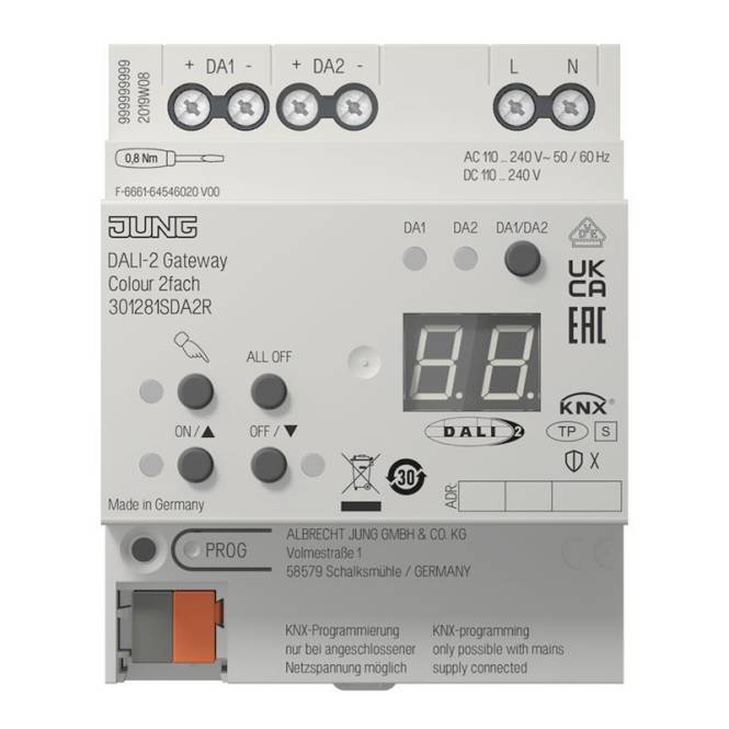 Jung KNX DALI-2 Gateway 30128 1S DA2 R Colour 2fach Install.Baumaterial Schaltermat/Geb.Steu KNX