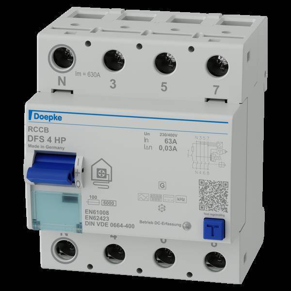 Doepke Fi-Schutzsch. DFS4 063-4/0,03-HP Allstromsensitiv 63A 0,03A N links Install.Baumaterial