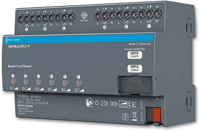 BJ Dimmaktor 6-fach REG DA/M.6.210.2.11 Busch-free@home REG-Aktoren Install.Baumaterial KNX