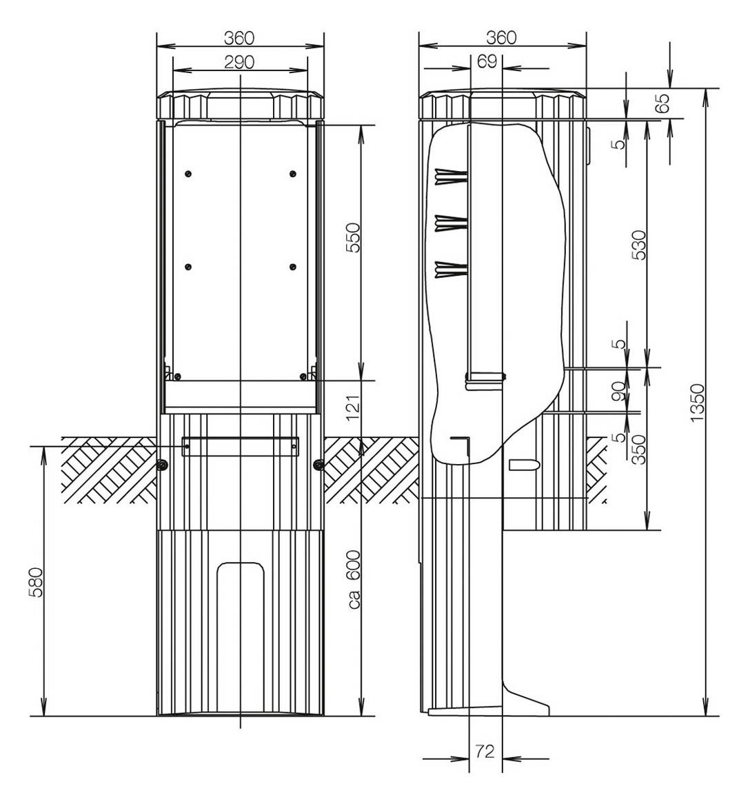 ABN Freiluftsäule Rondo m.MP SL135P H=1350mm Einfachschliessung Install.Baumaterial