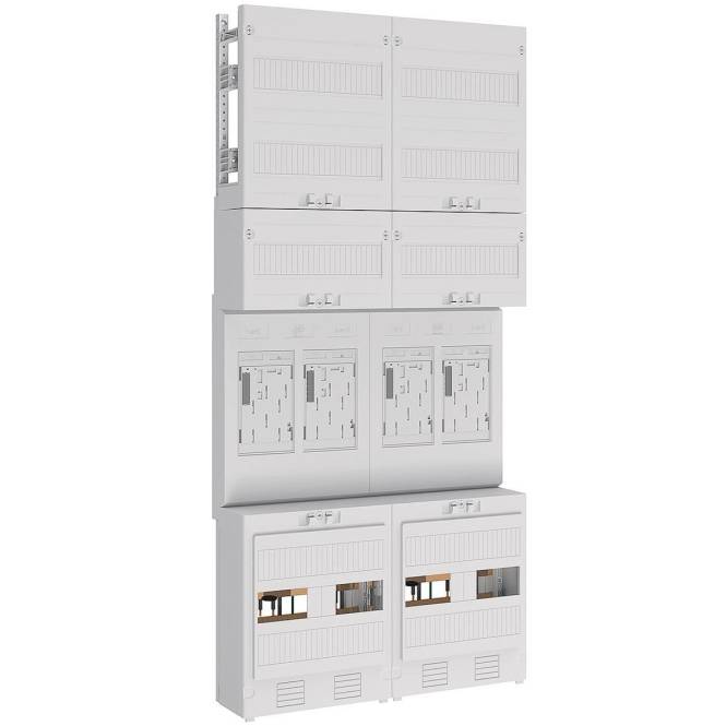 Ein elektrischer Schaltschutzschalter mit mehreren beschrifteten Schaltern und Indikatoren für verschiedene Stromkreise.