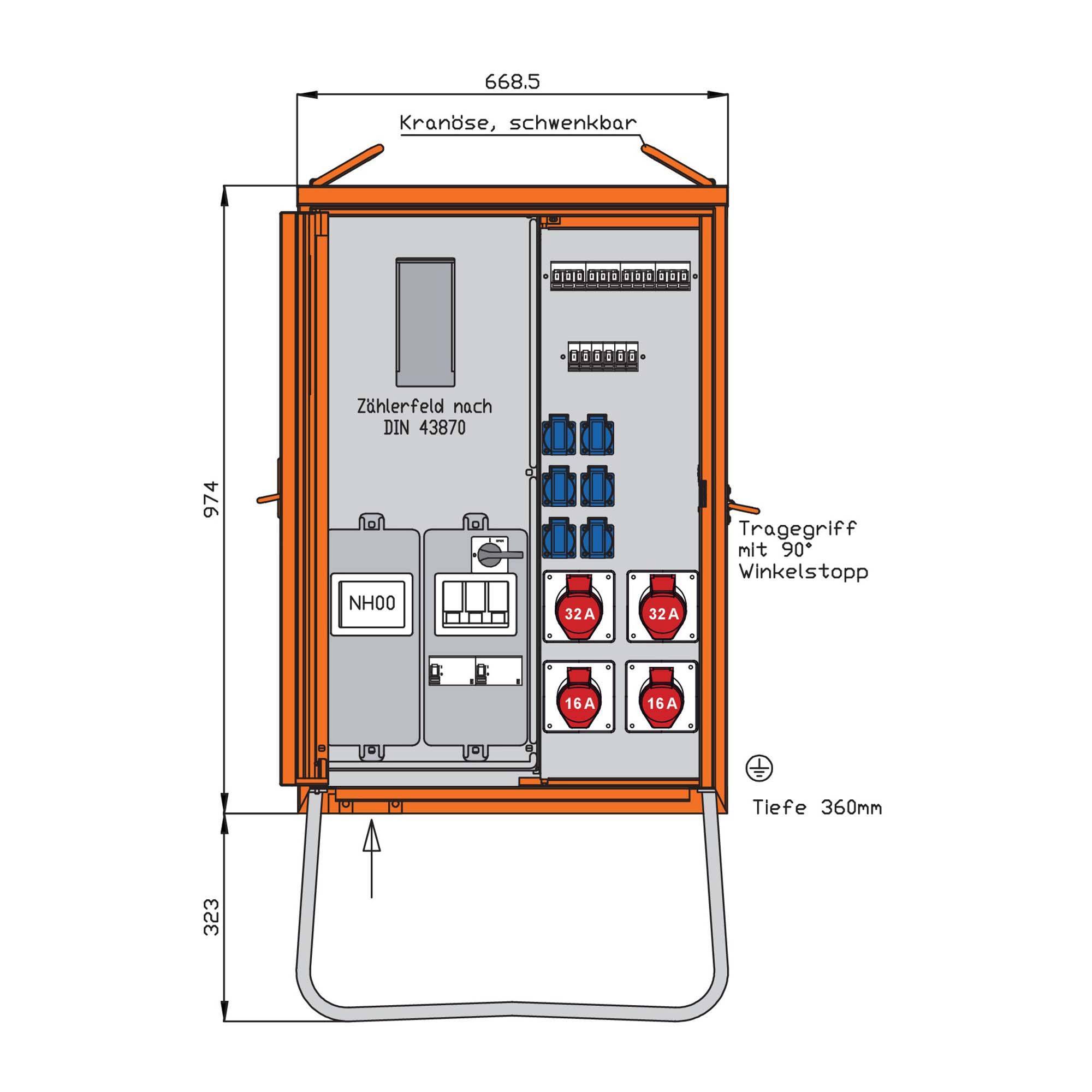 Walther Anschlussverteiler WAV0135R1 44kVA Install.Baumaterial ZÃ¤hlerschr./Verteilg
