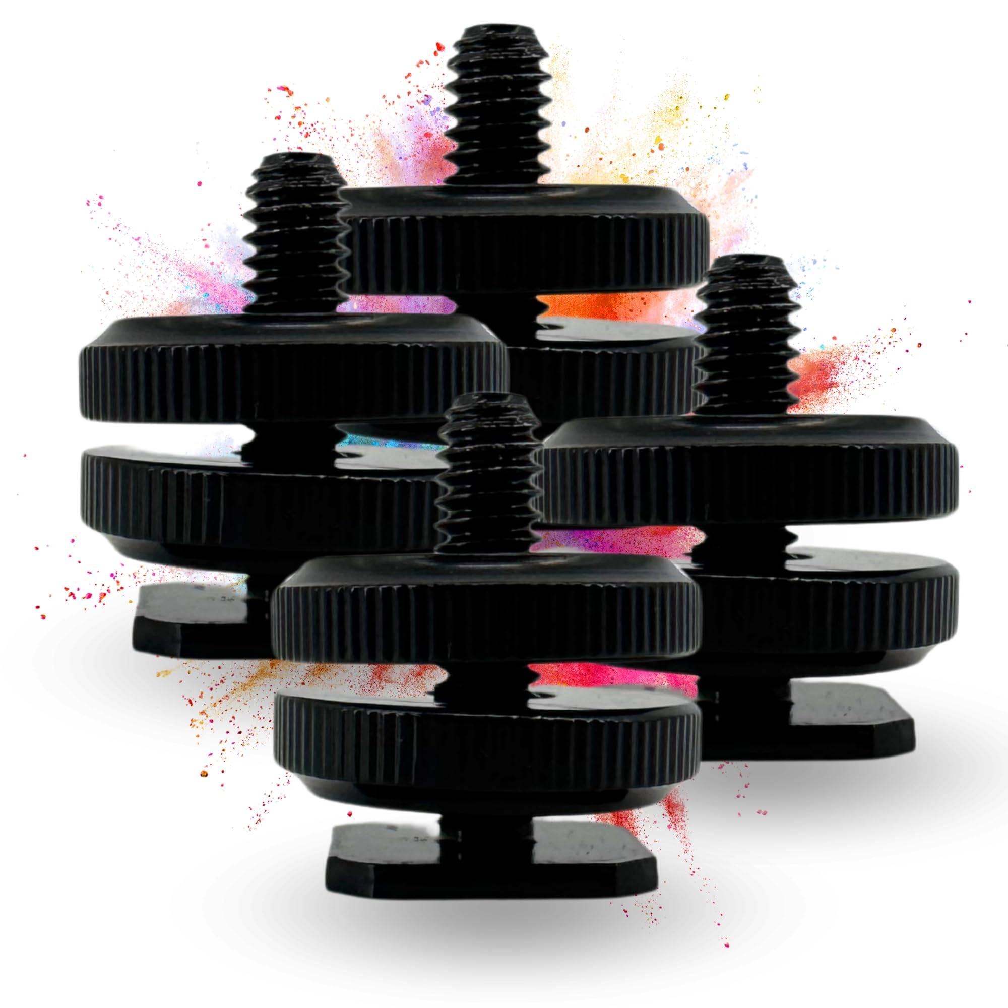 4 Stück 1/4" Adapter Double Layer für Blitzschuh Blitzschuhadapter 1/4 Zoll Kamera Cold Hot Shoe Blitzschuh 1/4" Adapter für Stativ gewinde Schraub