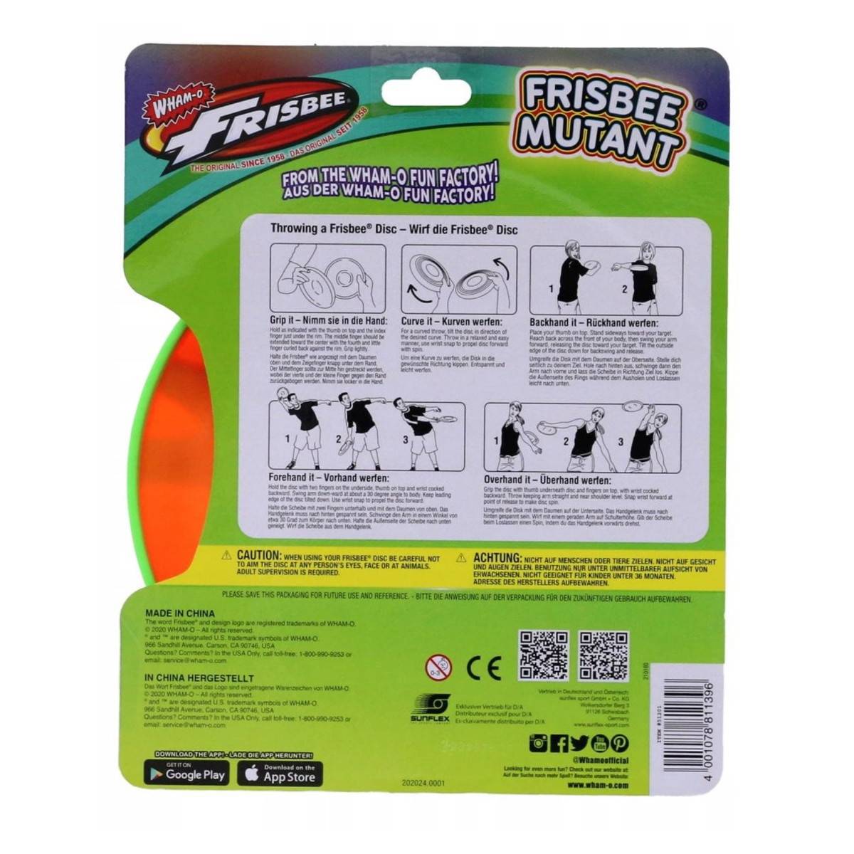 Sunflex 51201 - Wham-O Frisbee Mutant (orange/grün, 150g) werfen Wurfscheibe