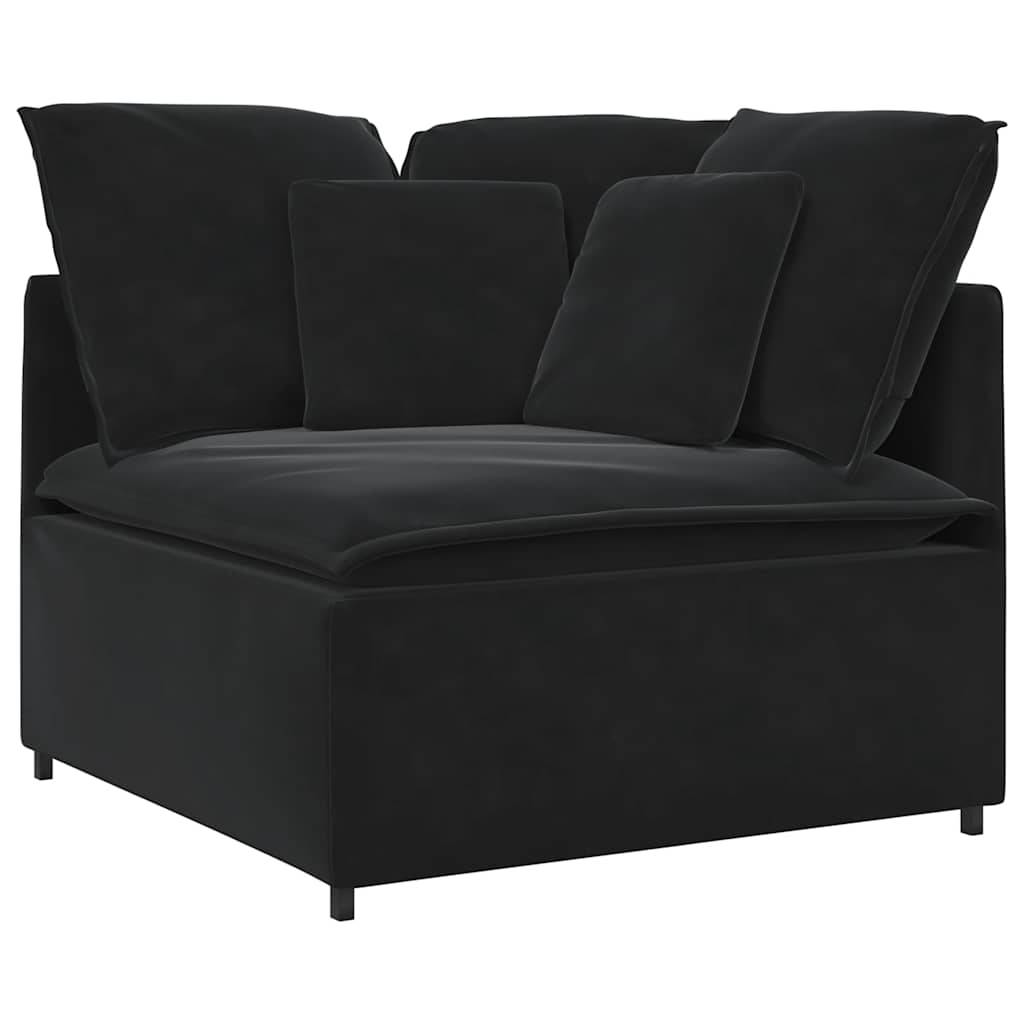 vidaXL Modulares Sofa mit Fußhocker Kissen Samt Schwarz