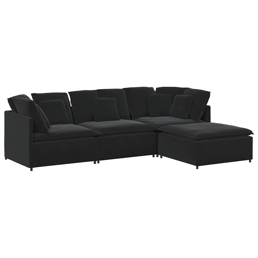 vidaXL Modulares Sofa mit Fußhocker Kissen Samt Schwarz