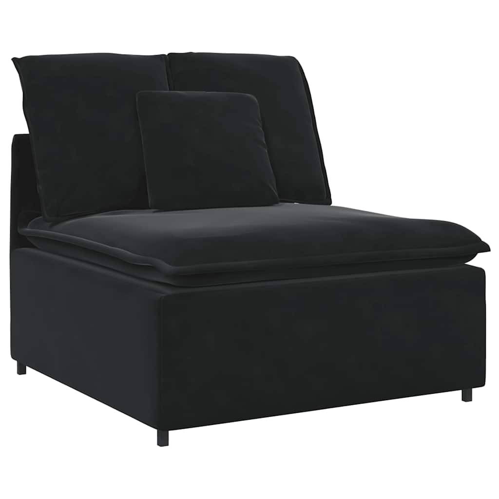 vidaXL Modulares Sofa mit Fußhocker Kissen Samt Schwarz