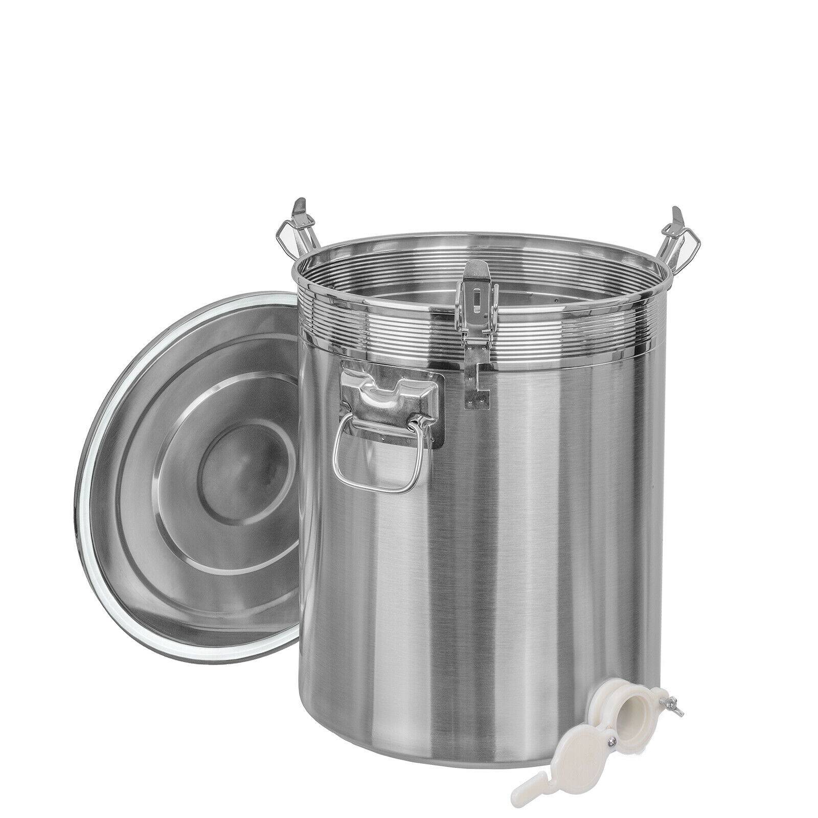 Edelstahl Honig Abfülleimer mit Quetschhahn Abfüllbehälter Hobbock Fass Topf 50kg / Kunststoff