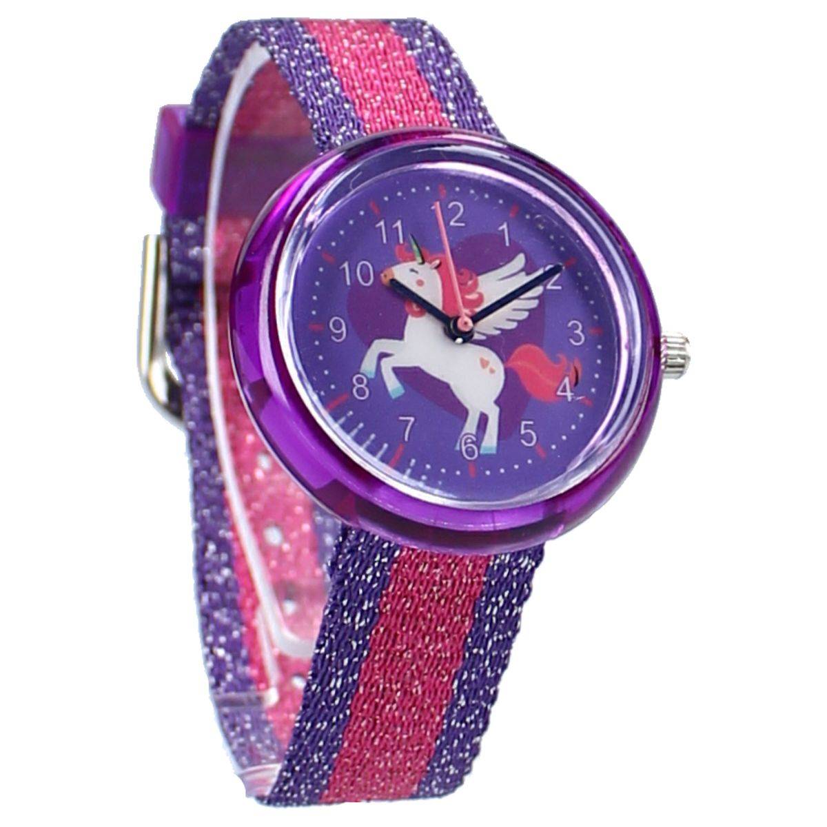 Prêt Kids Time! Kinderuhr – Einhorn-Design, Glitzer-Armband & verstellbarer Verschluss