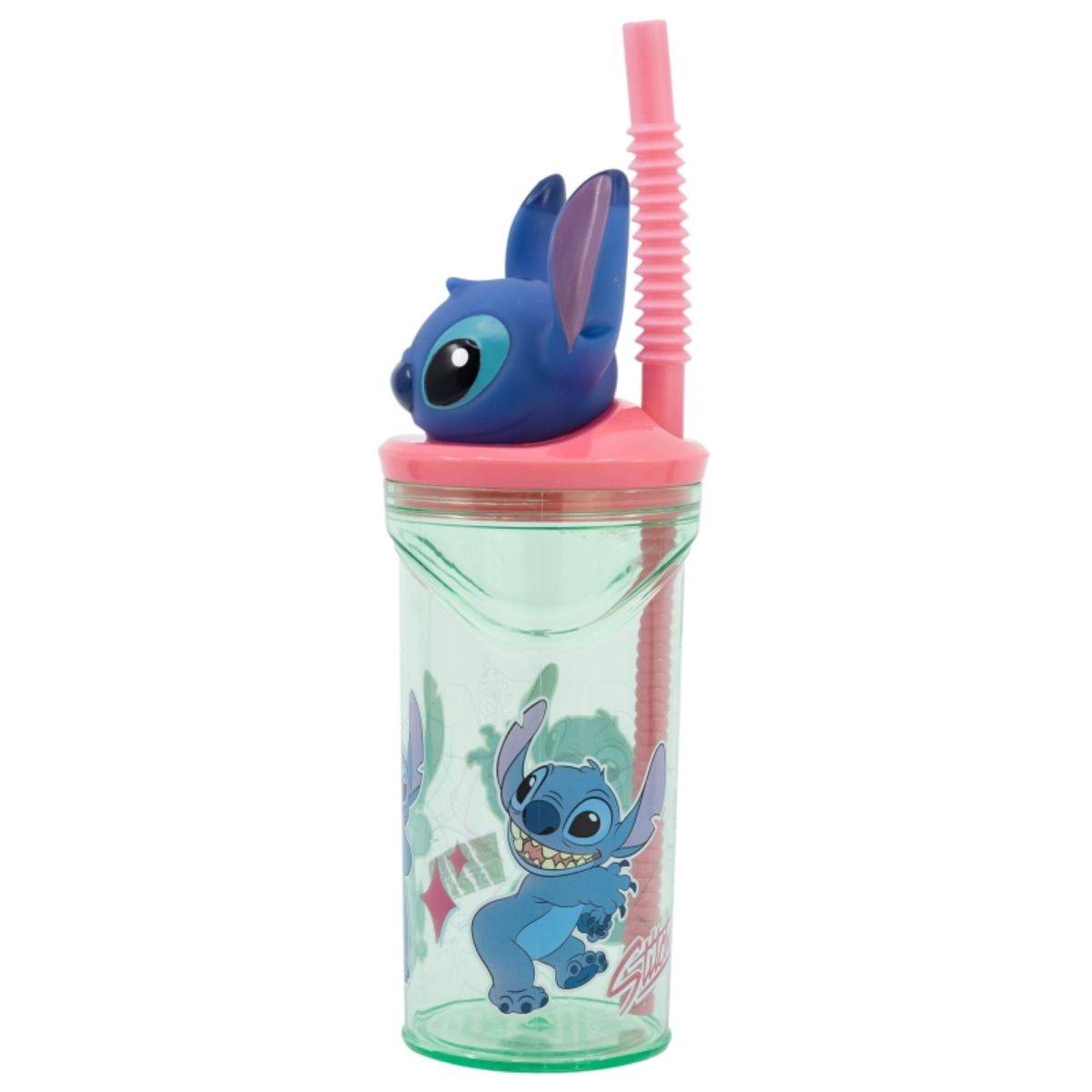 Disney Stitch Trinkbecher – Mit Strohhalm & 3D-Figur, BPA-frei für Kinder