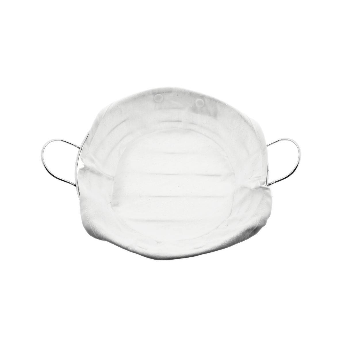 Brotkorb in Silber Edelstahl mit cremeweißem Baumwolltuch Brotbehälter Rund