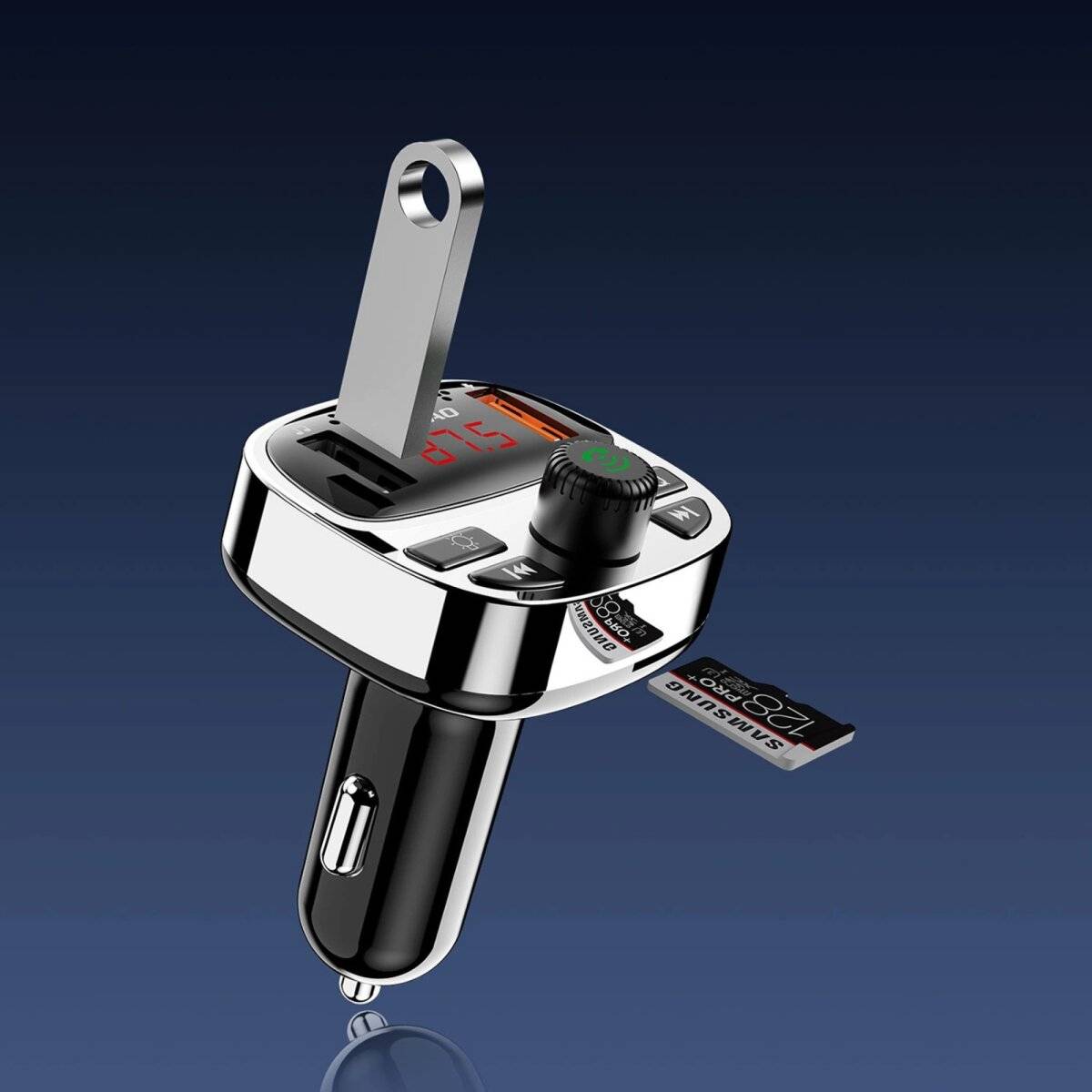 Transmitter mit PD25W Bluetooth 5.3 RGB-Ladeanschlüssen - Schwarz und Silber