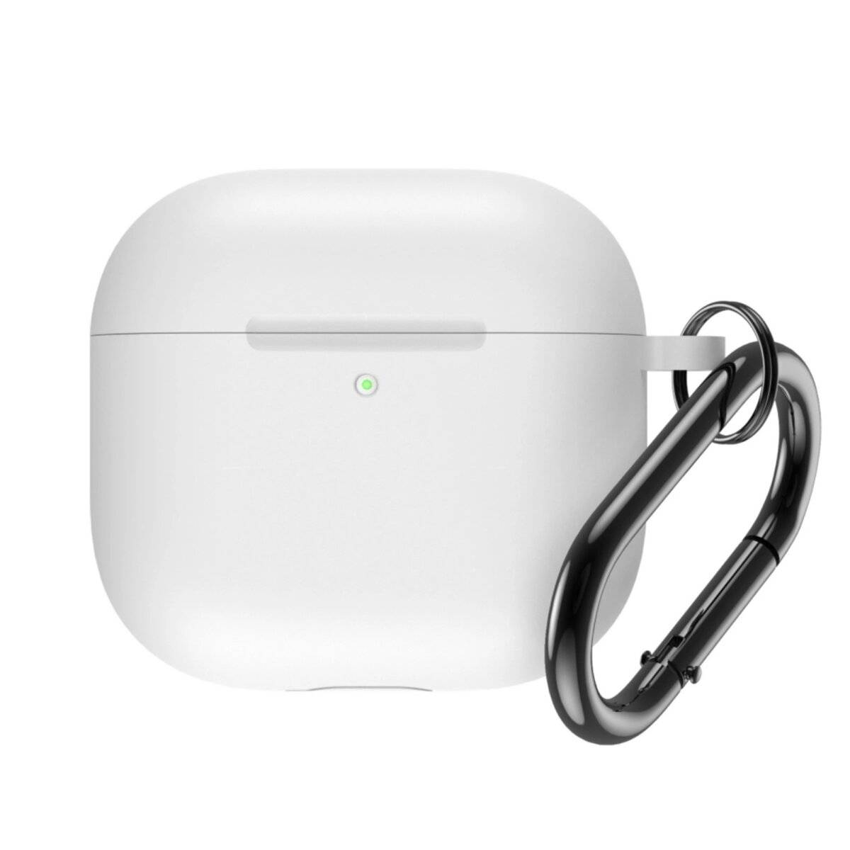 Silikonhülle kompatibel mit Airpods 4 mit Karabinerhaken Weiß