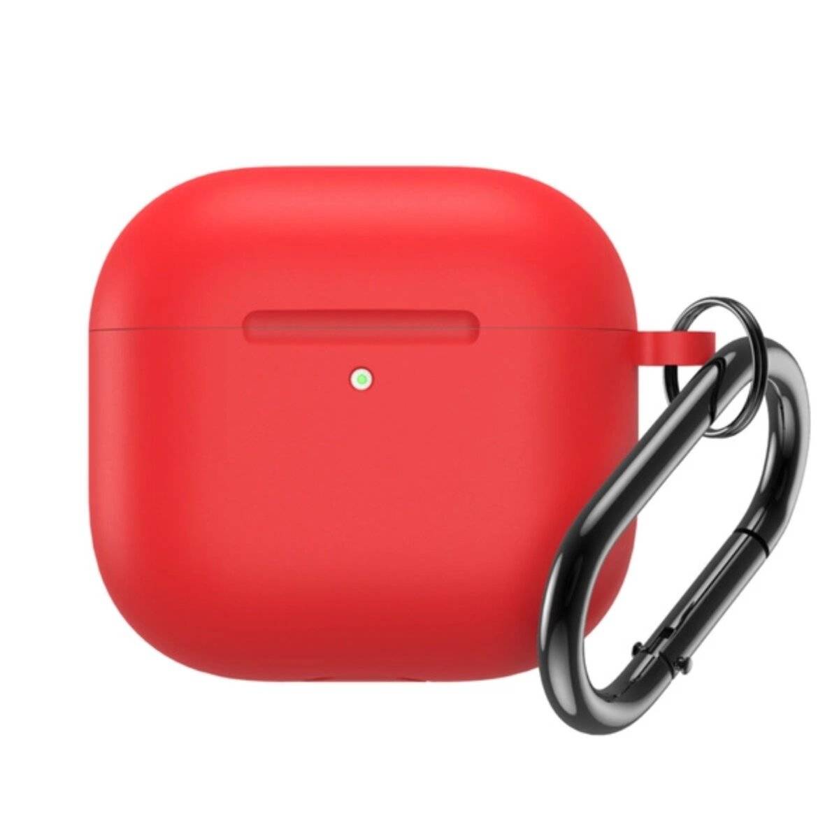 Silikonhülle kompatibel mit Airpods 4 mit Karabinerhaken Rot