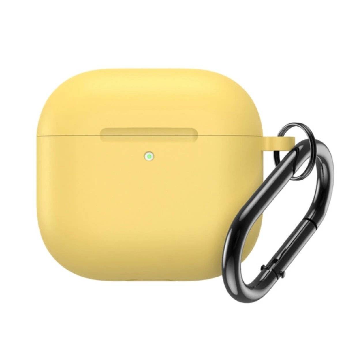 Silikonhülle kompatibel mit Airpods 4 mit Karabinerhaken Gelb