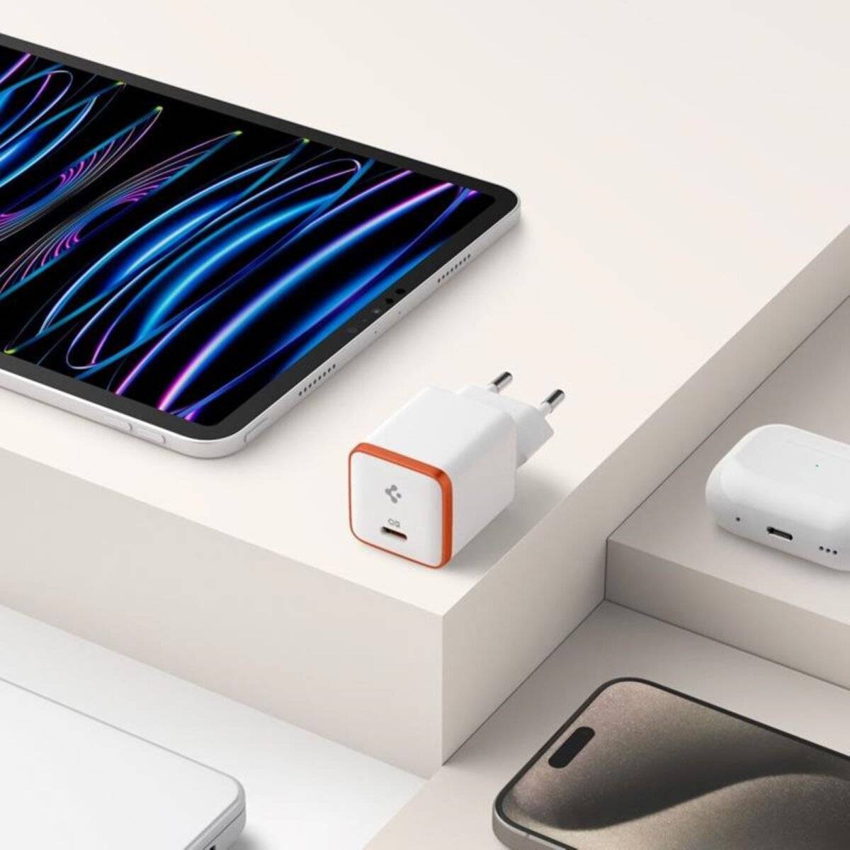 Wand-Ladegerät USB-C PD + QC3.0 30W - kompatibel mit iOS, Android Weiß