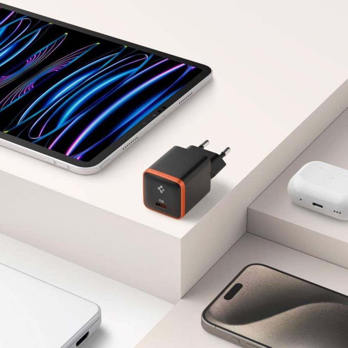 Wand-Ladegerät USB-C PD + QC3.0 30W - kompatibel mit iOS, Android Schwarz