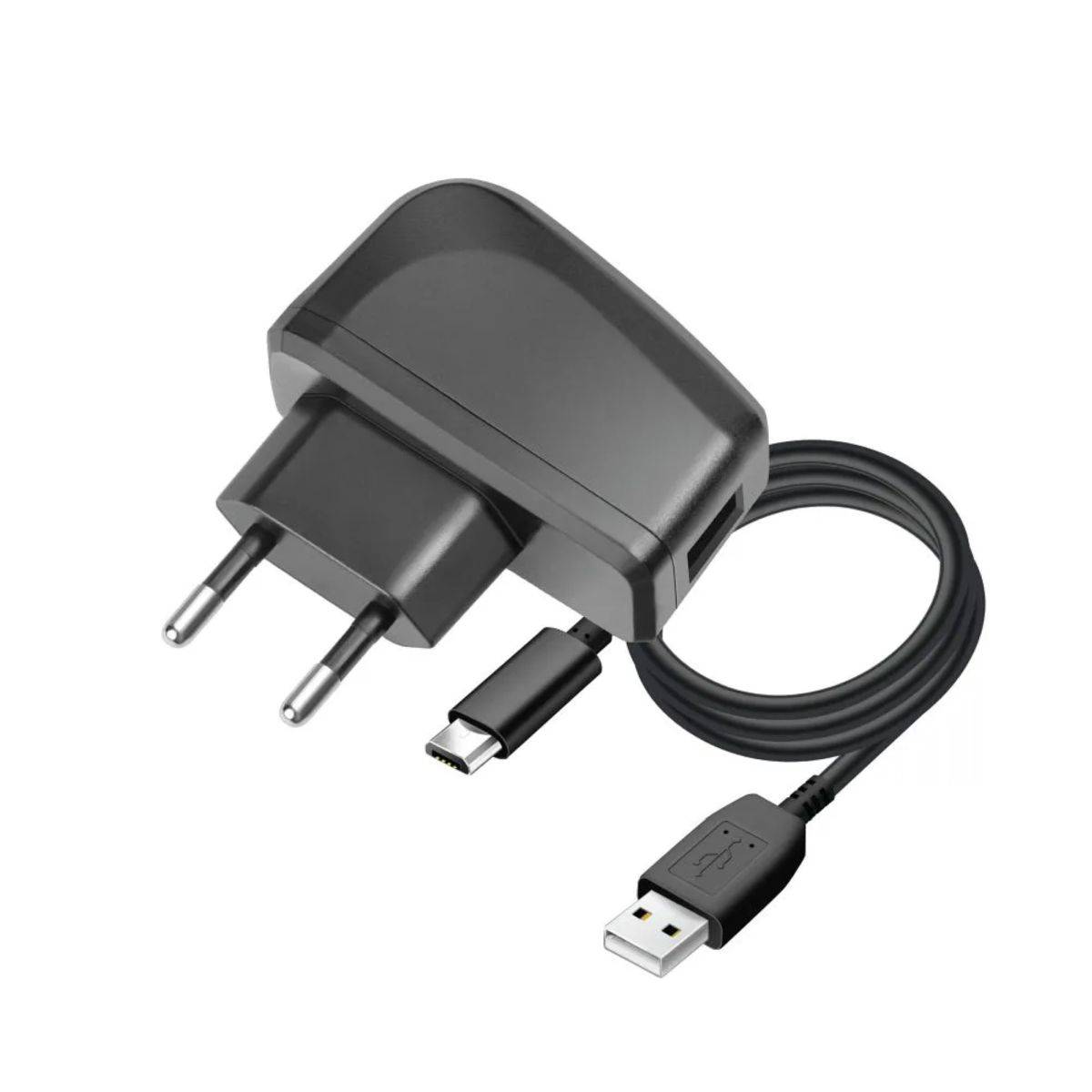 Wandladegerät 1A 5W USB A + USB A auf Micro USB Kabel in Schwarz