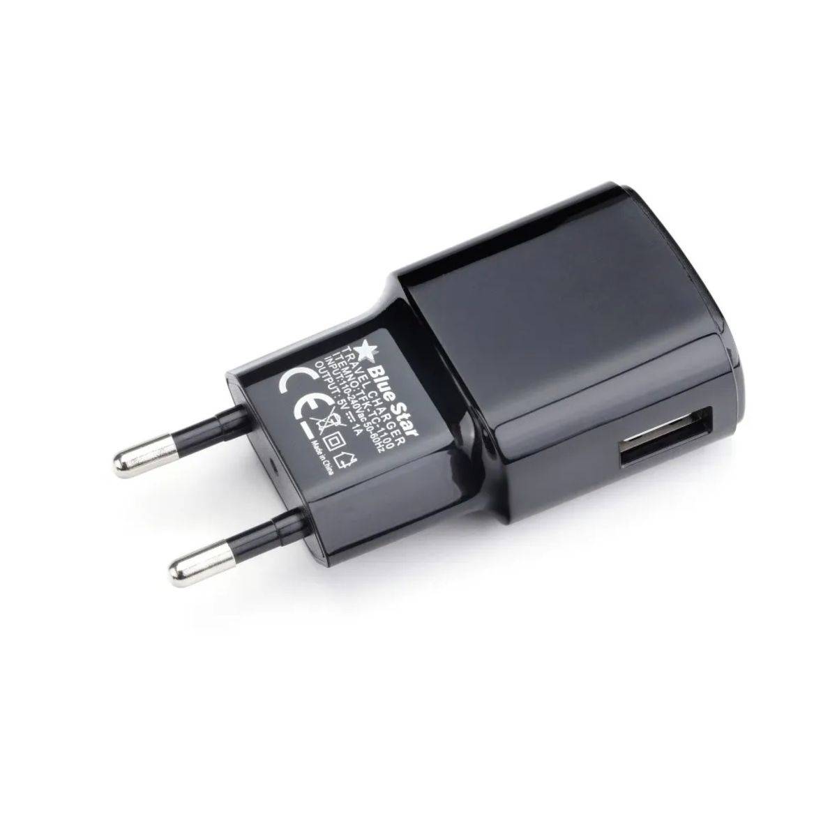 USB A Wandladegerät + USB A auf Micro USB Kabel 1A 5W in Schwarz
