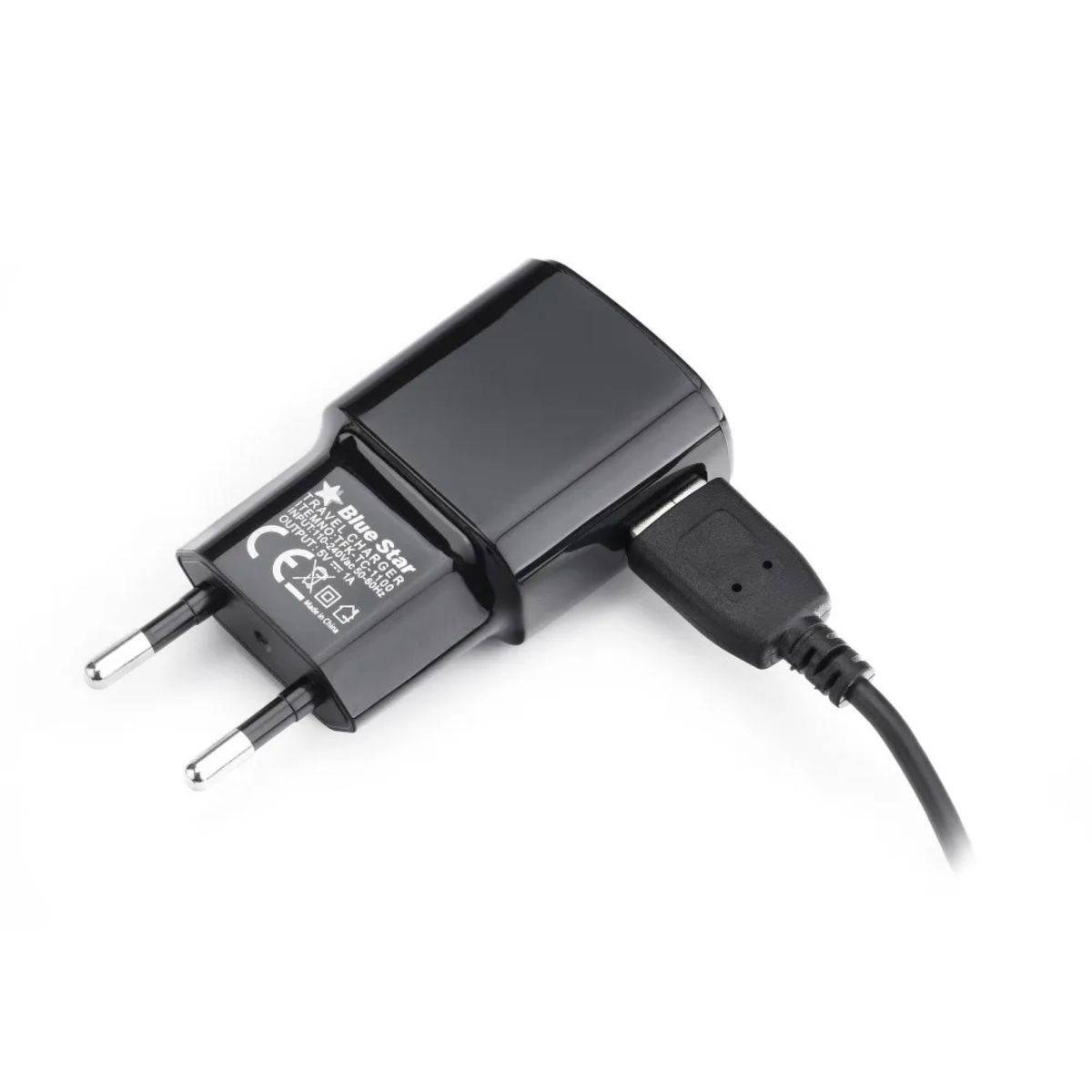 USB A Wandladegerät + USB A auf Micro USB Kabel 1A 5W in Schwarz
