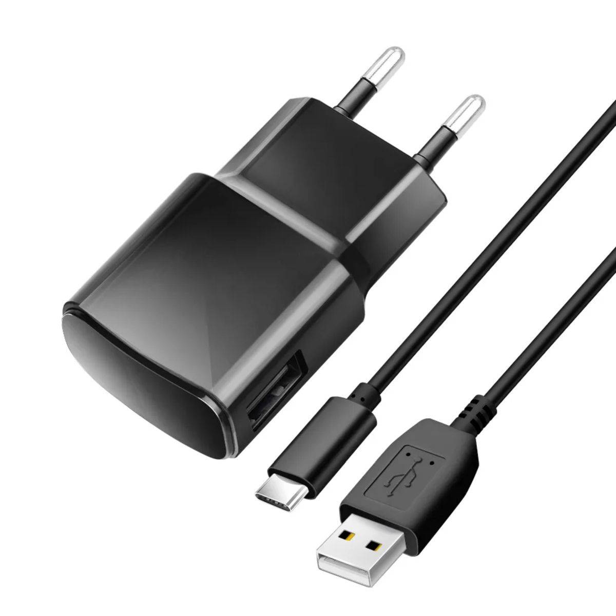 Reiseladegerät 2A 10W USB A + Kabel USB A auf Typ C TFK-TC-1100B schwarz