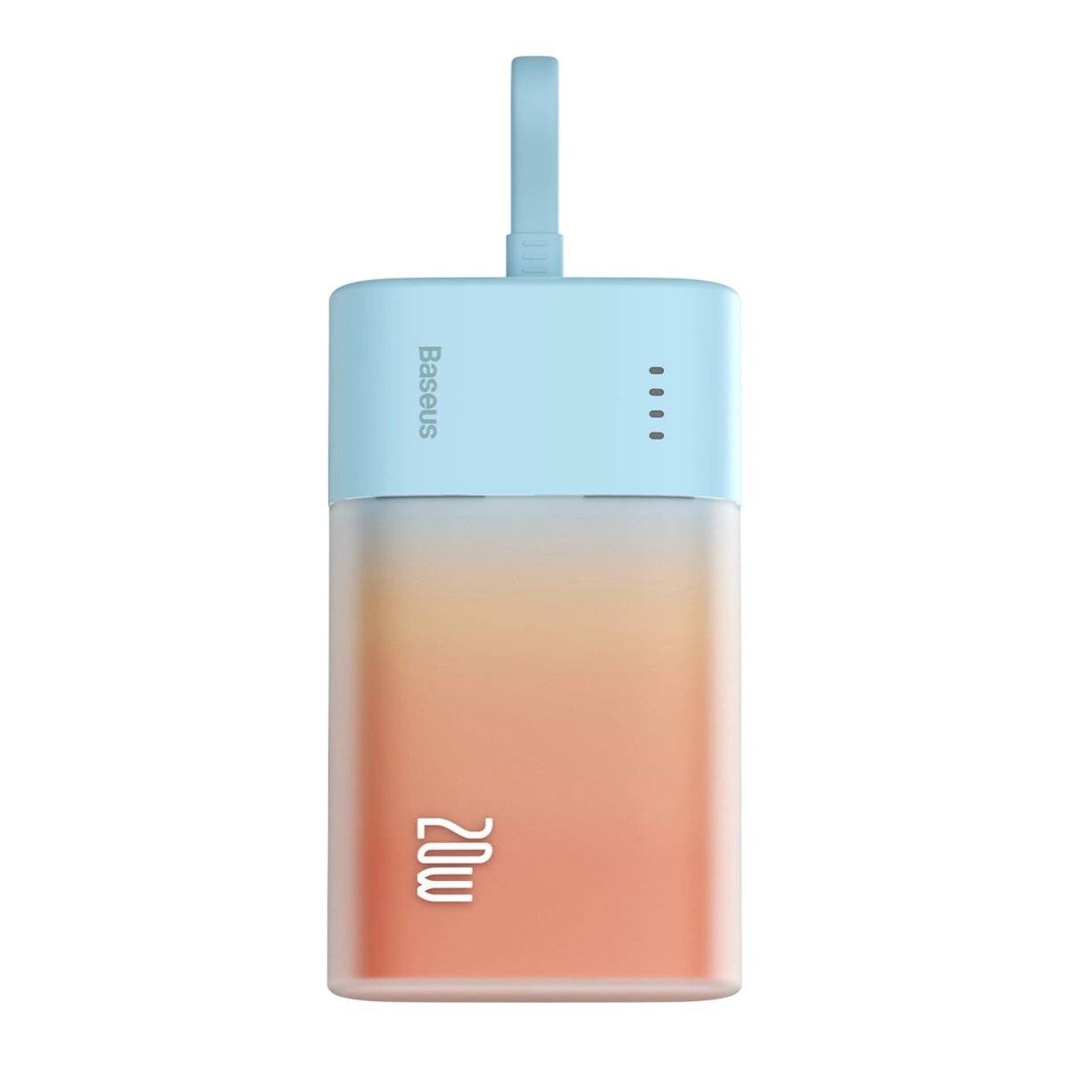 Powerbank mit integriertem iPhone-Kabel 5200mAh 20W + USB-C - USB-C Kabel 30cm Blau/Orange