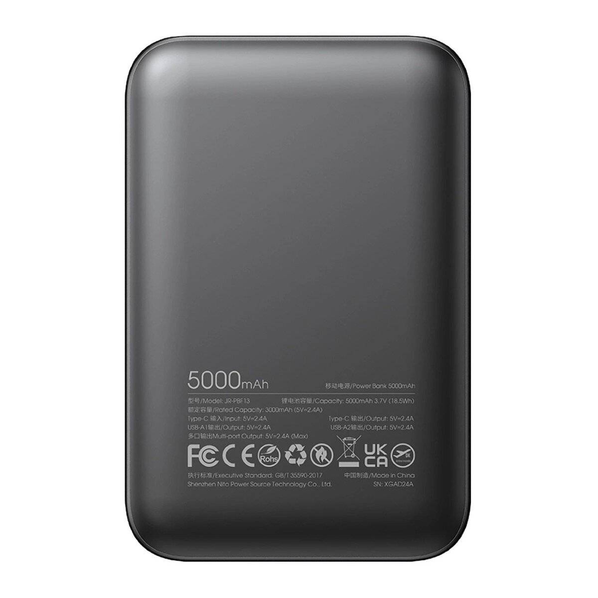 Powerbank Joyroom JR-PBF13 5000mAh 2,4A 2x USB-A 1x USB-C in Schwarz
