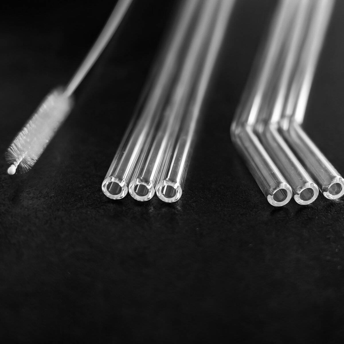 Glastrinkhalme mit Reinigungsbürste, 6er Set Strohhalme 20 cm