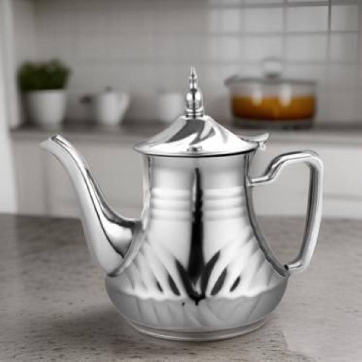 Orientalische Teekanne aus Edelstahl, Hitzebeständig - geeignet für alle Herdarten 1 L