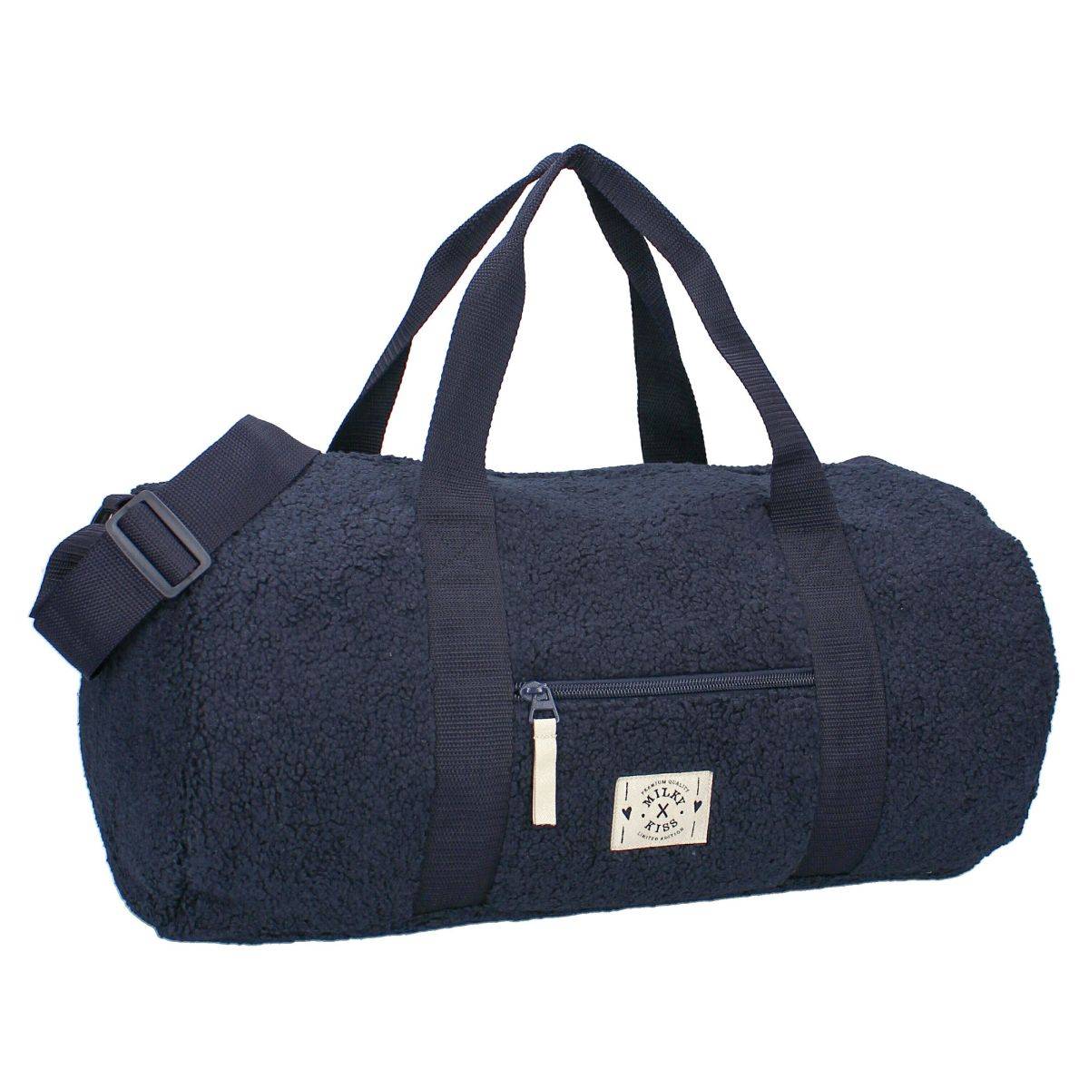 Milky Kiss Fanciful Sporttasche Luxus-Teddy-Stoff, Reißverschluss & pinkfarbener Ball