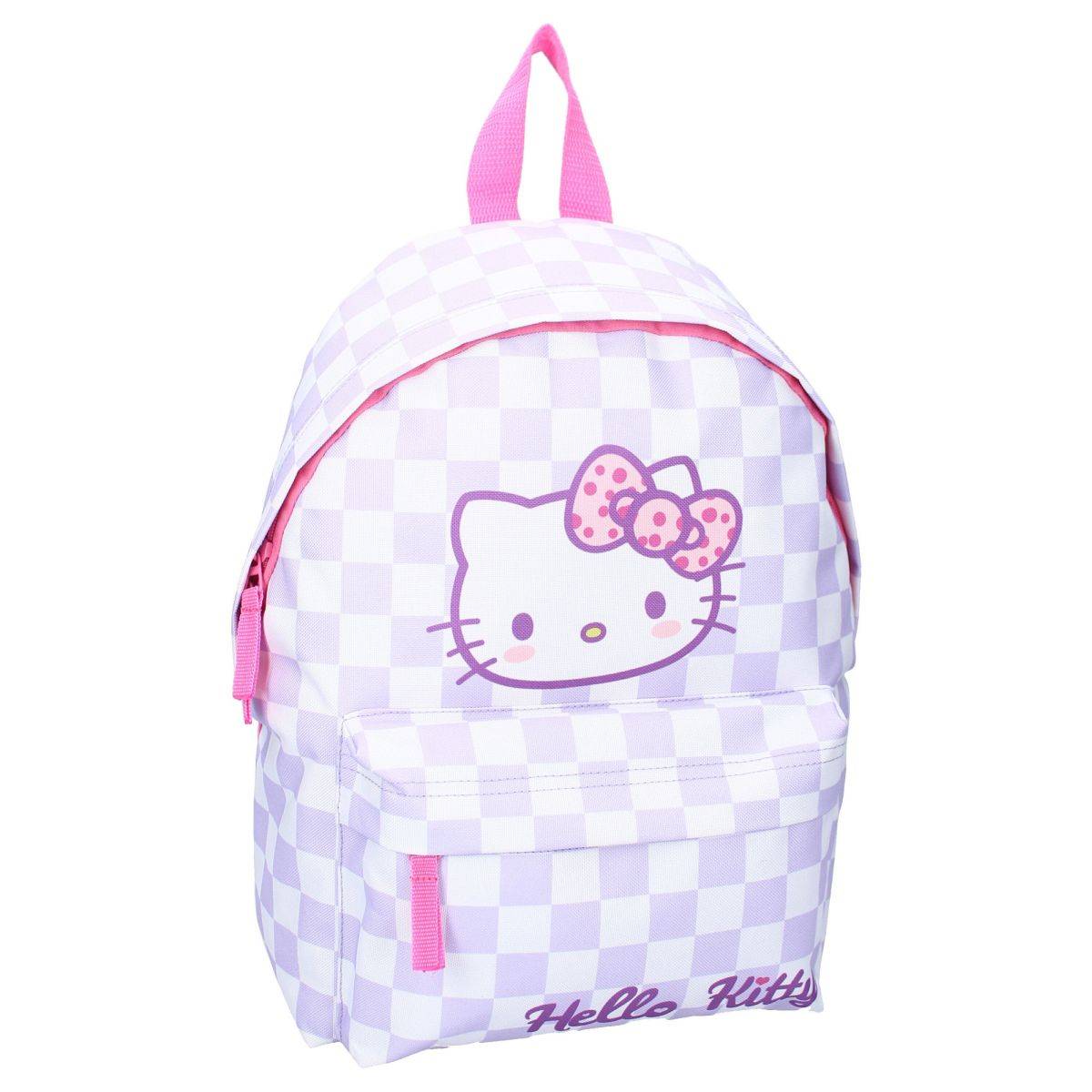 Hello Kitty Rucksack „Bag It Up!“ Kinder Rucksack mit Karomuster & Fronttasche