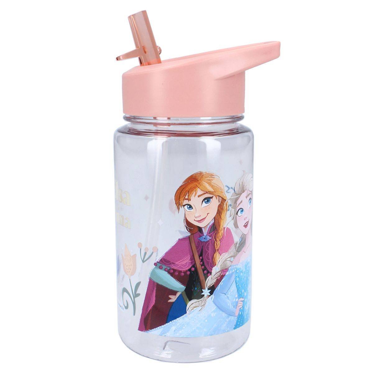 Disney Frozen II 450 ml Wasserflasche – Kinderflasche mit Griff & Strohhalm