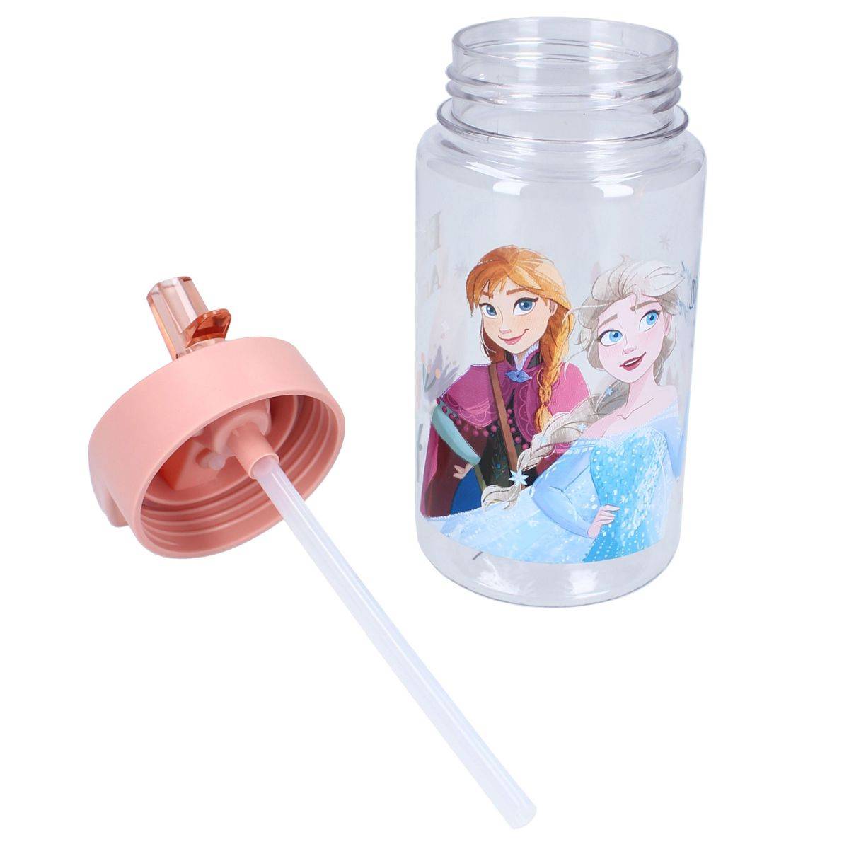 Disney Frozen II 450 ml Wasserflasche – Kinderflasche mit Griff & Strohhalm