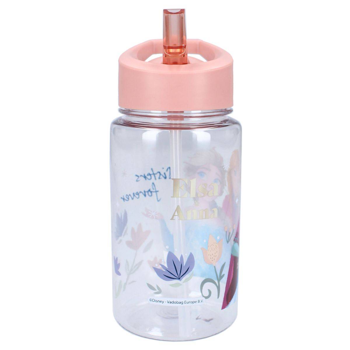 Disney Frozen II 450 ml Wasserflasche – Kinderflasche mit Griff & Strohhalm