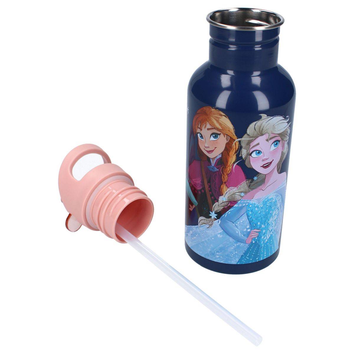 Disney Frozen II 500 ml Wasserflasche – Kinderflasche mit Griff & Strohhalm