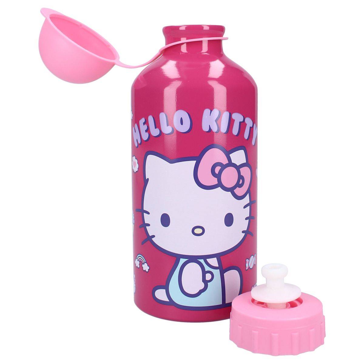 Hello Kitty „Drink Up“ 500ml Trinkflasche Mit Strohhalm und pinkem Henkel