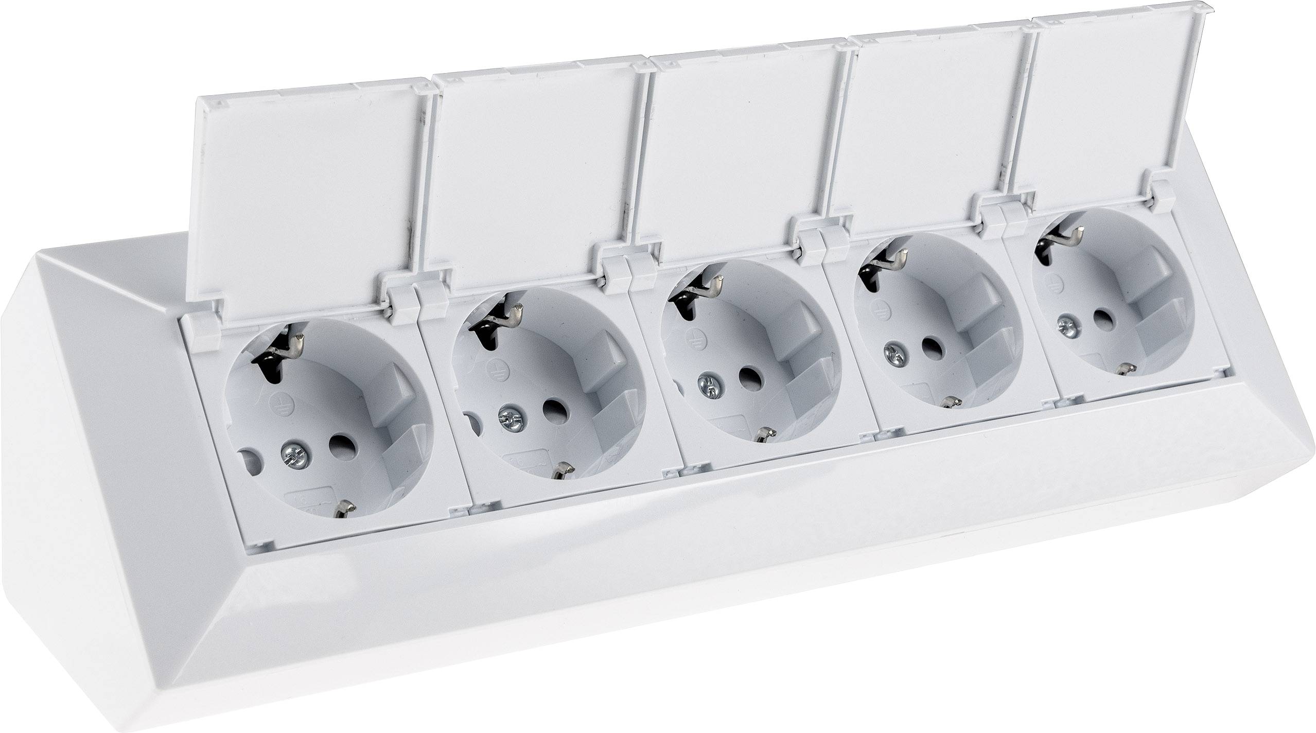 CHILITEC Steckdosenblock 23940, 5-fach, mit Schutzklappen, 250V/16A, weiß