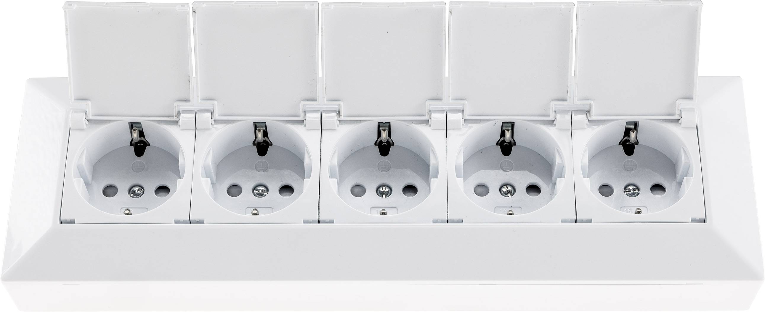 CHILITEC Steckdosenblock 23940, 5-fach, mit Schutzklappen, 250V/16A, weiß