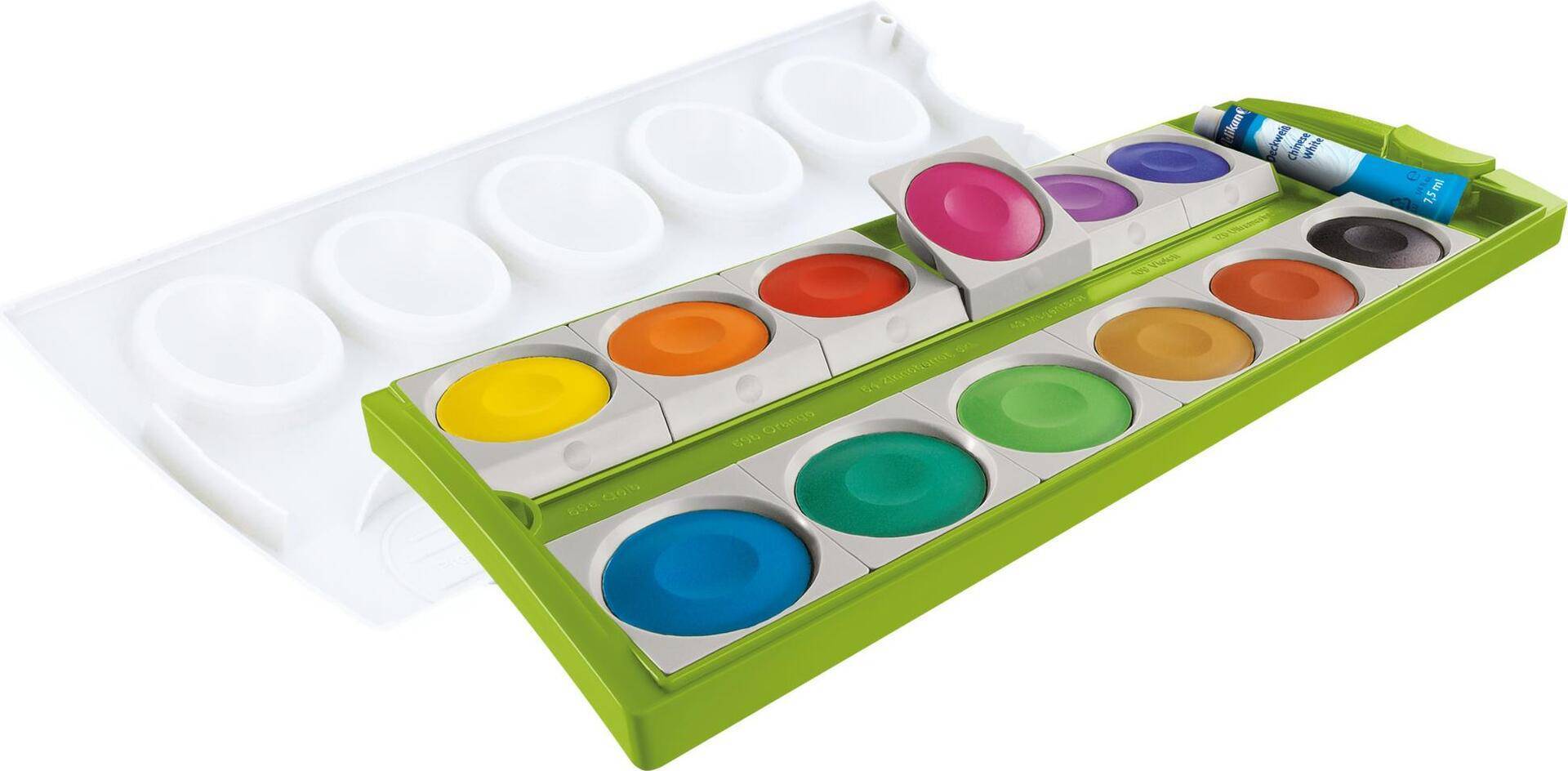 Pelikan Farbkasten K12 Grün inkl. Deckweiß, 12 Farben Multimedia-Technik Zeichnen,Malen,Basteln