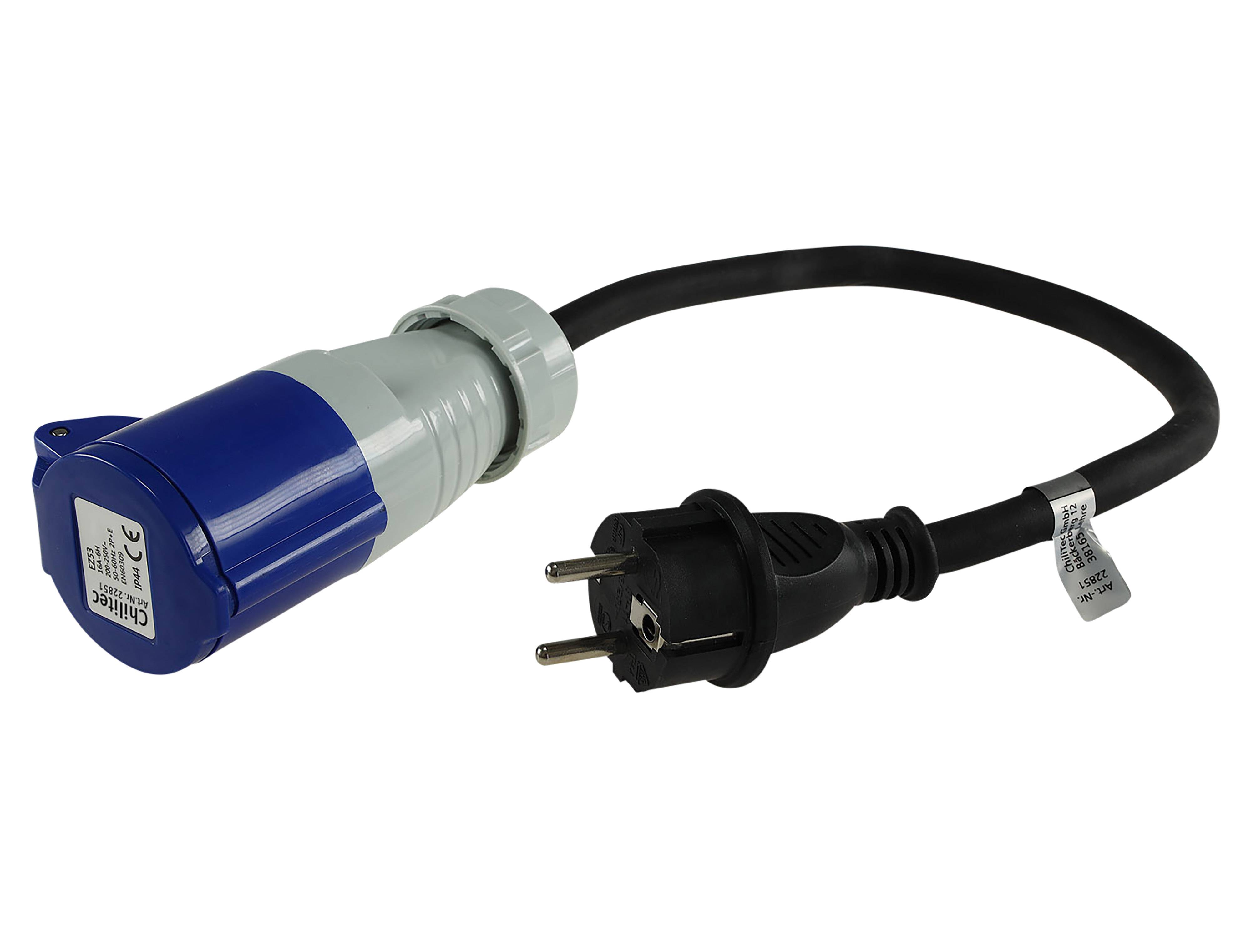 CHILITEC CEE-Adapter 22851, 0,35 m, CEE auf Schutzkontaktstecker