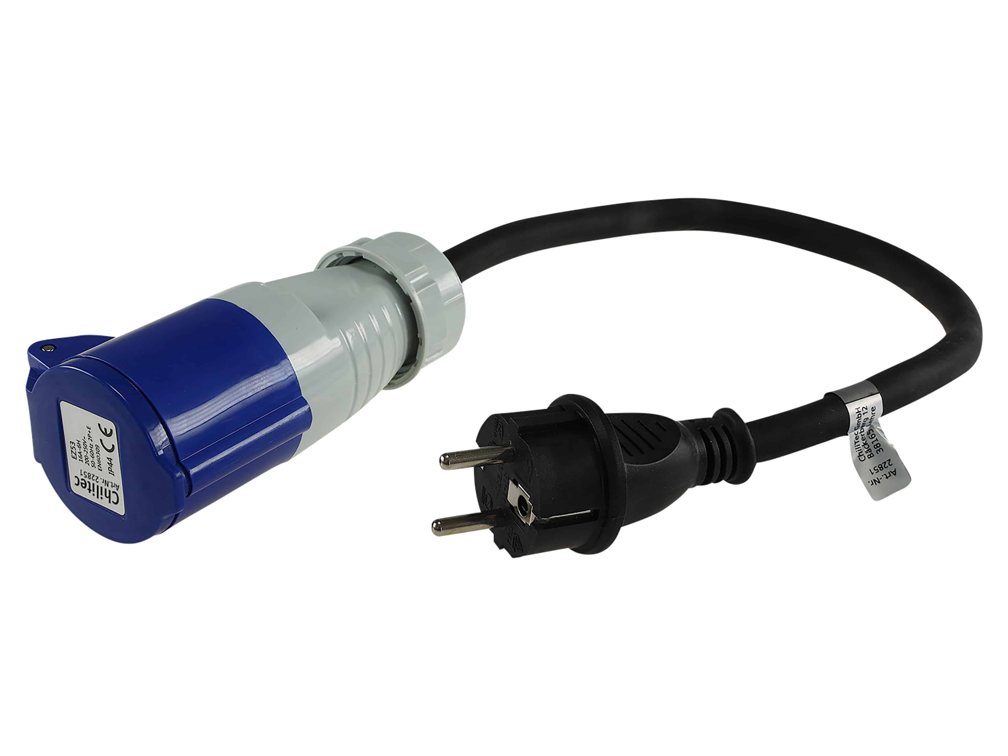 CHILITEC CEE-Adapter 22851, 0,35 m, CEE auf Schutzkontaktstecker