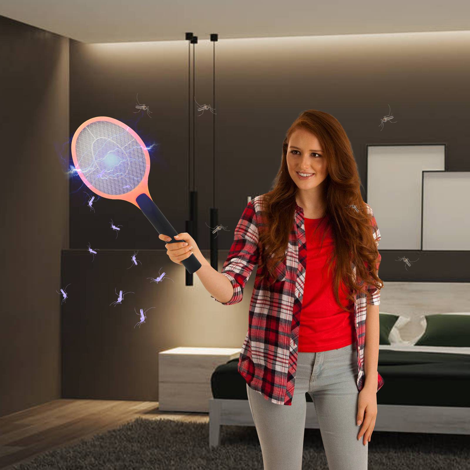 3er Set Elektrische Fliegenklatsche Fliegenfänger Mücken Insektenvernichter Mückenklatsche Elektronische Insektenfalle Insektenschutz